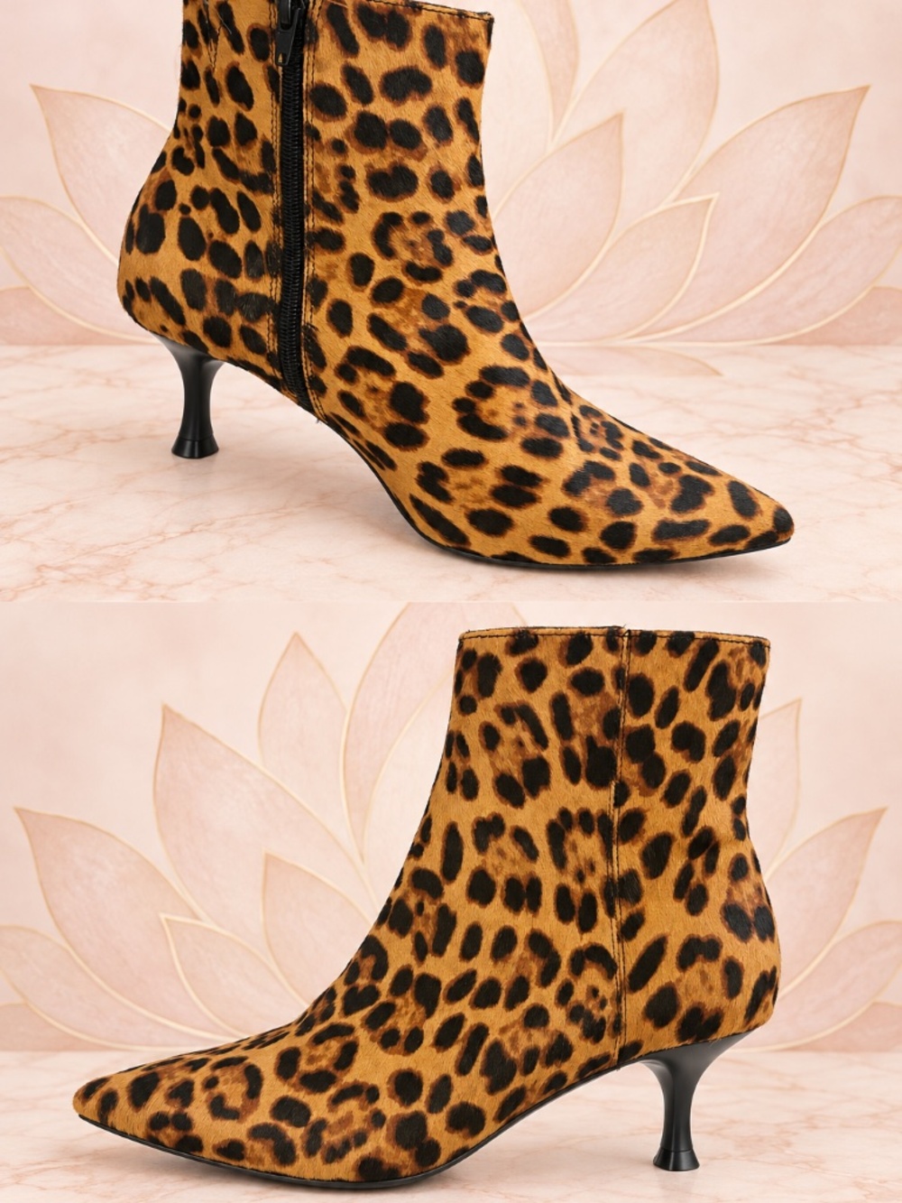 Rachel Zoe Leopard Print Genuine Cow Hair Leather Ankle Boots Size 9.5
